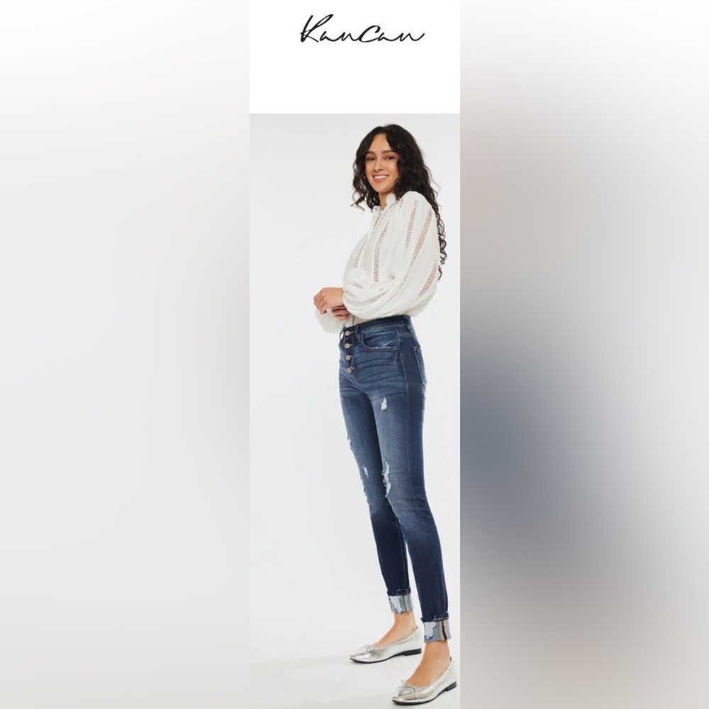 KANCAN Chelsea High Rise Blue Distressed Jeans - NWT SIZE 28 - Picture 3 of 9